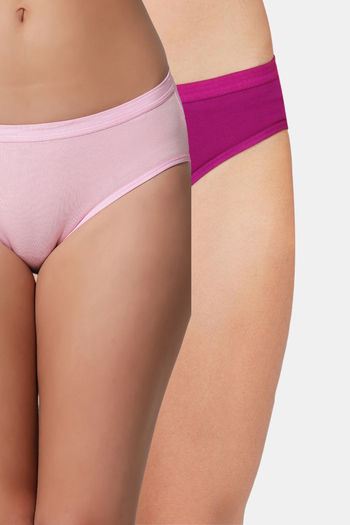 Buy Bleeding Heart Medium Rise Half Coverage Bikini Panty (Pack of 2) - Pink Purple